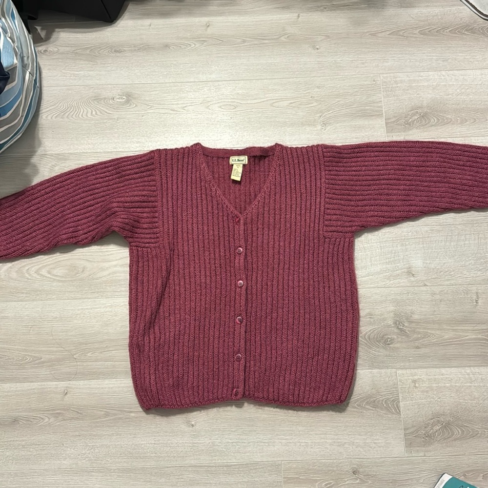Vintage LL Bean Magenta Mohair Cardigan